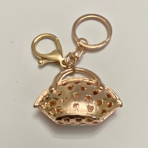 2-Way Red-White Enamel on Metal Handbag Charm- Key Chain - Picture 8 of 8